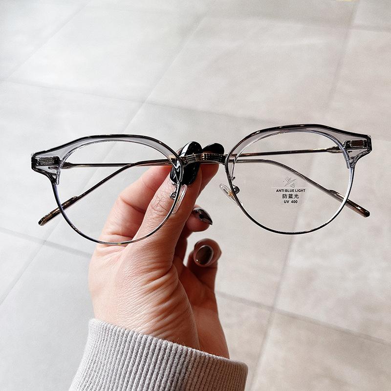 Vintage Style Semi-rimless Frame Glasses for Women Blue Light Blocking Men s Glasses Oval Shape Men s Eyeglasses