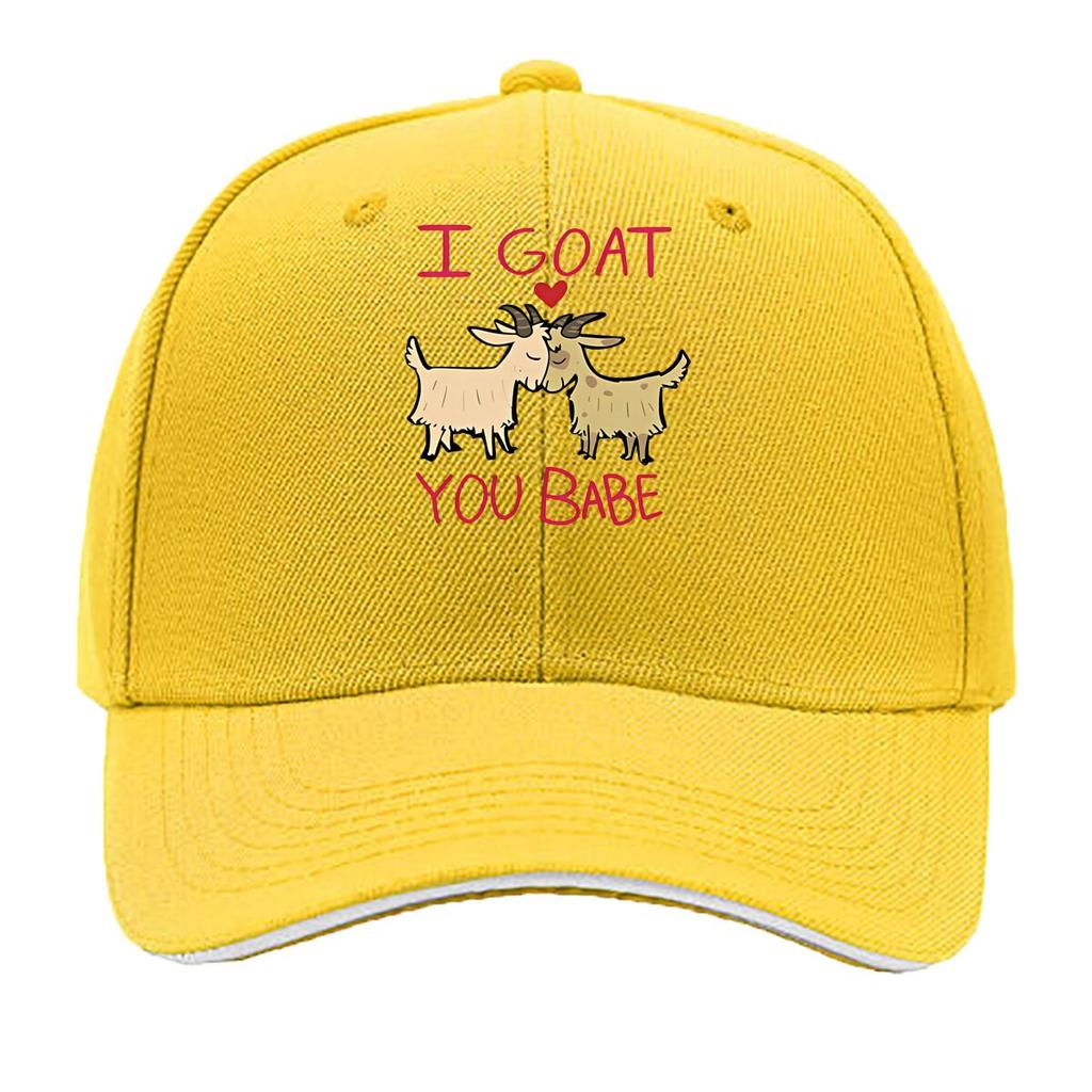 I GOAT YOU BABE VintageStyle Adjustable Baseball Cap with Goat Illustration Washable Blend Perf Sandwich Baseball Cap