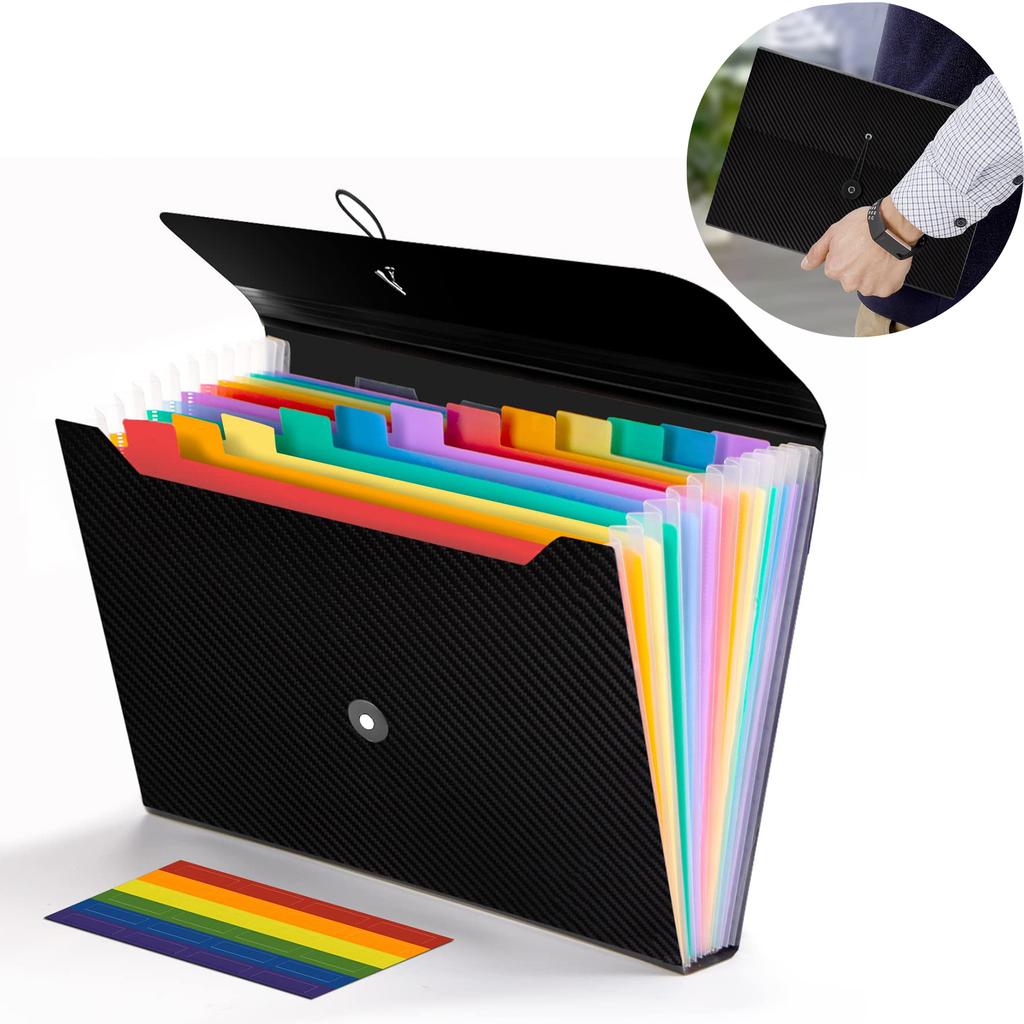 Pockets Accordion File Holder Organizer, A4 Letter Size Paper Document Receipt Organizer Accordion Filing Folder with Expandable