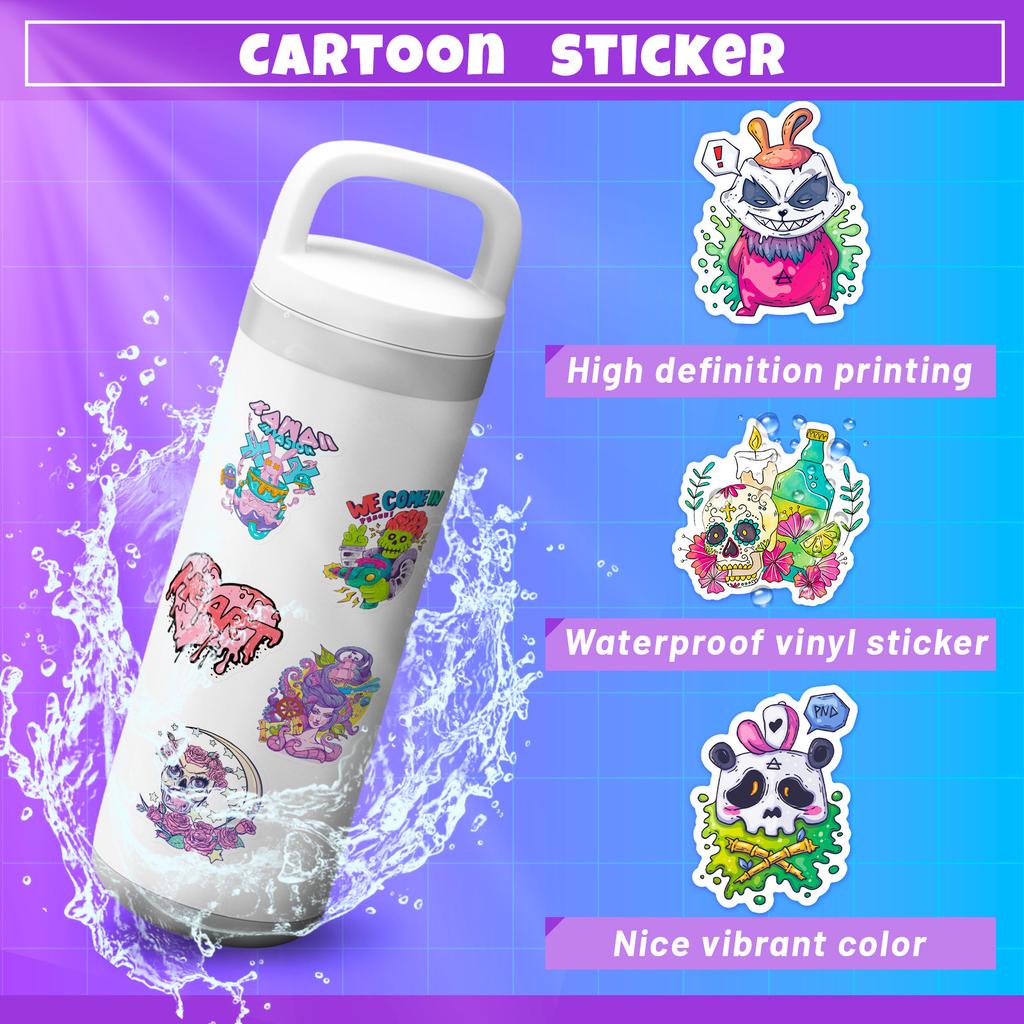 100 Novos Adesivos Graffiti Mistos de Caveira Gótica Roxa