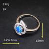 Hermosa Jewelry Blue Opal Cubic Zirconia Genuine 925 Silver Band Ring Wedding Engagement Gifts for Women Size 8#  20214254