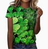 2025 New Foreign Trade Irish Festival Lucky Clover Saint Par Festival 3D Digital Printing Short Sleeve Hot Model