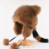Faux Fur Raccoon Earflap Hat Men Women Winter Warm Beanie With Trim Street Style
