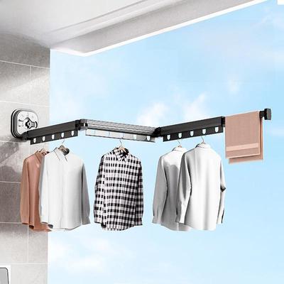 "Punch-Free Suction Cup Folding Clothes Rack - Telescopic Invisible Balcony Rod"
