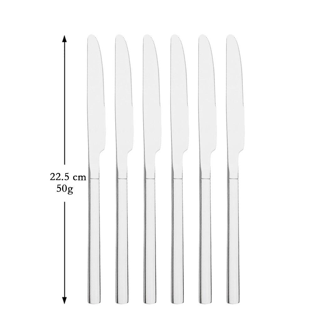 

6 шт., черный зеркальный полирующий нож из нержавеющей стали, нож для стейка, набор посуды, кухонный стол, обеденные ножи, ресторан, черные столовые приборы, набор столовых приборов серебряный