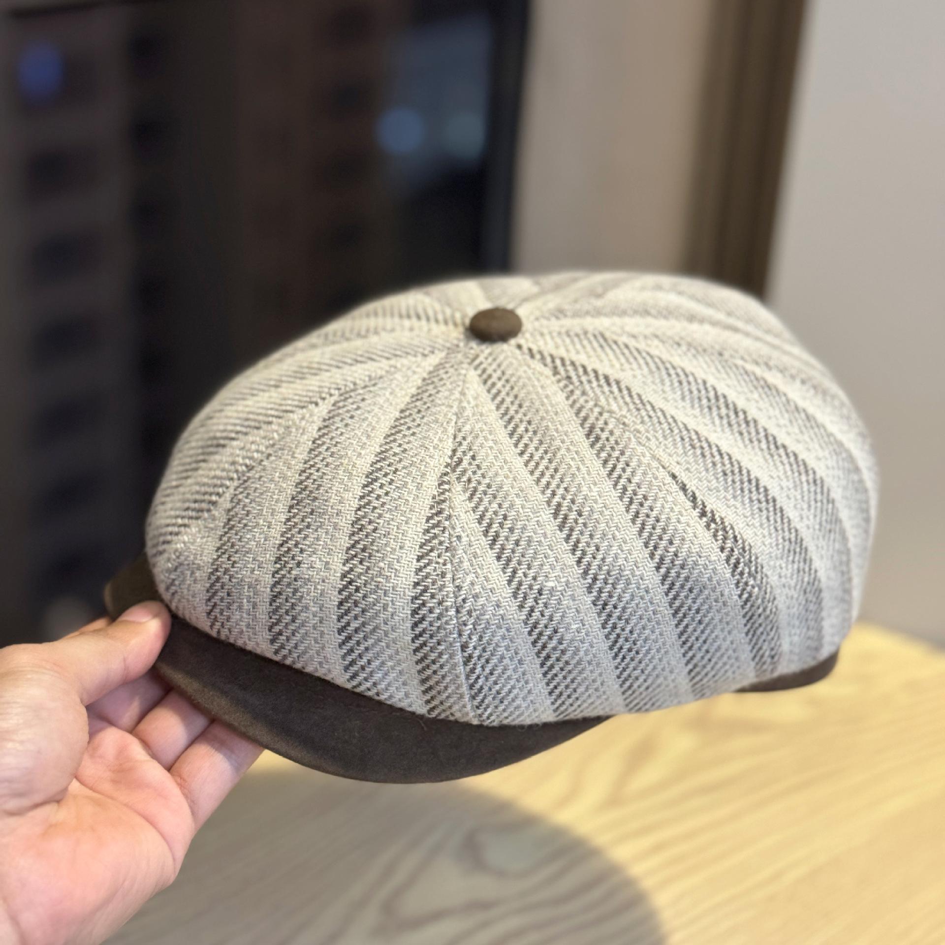 

Korean-style vintage leather-brimmed woolen newsboy cap for women, new autumn and winter fashion versatile artist cap Adult54-60Adjustable бежевий