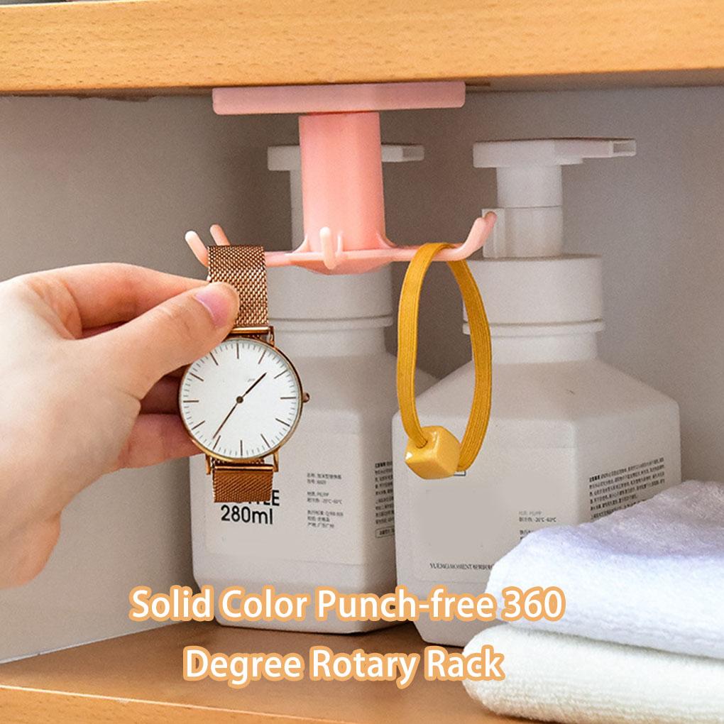 Kitchen Hanger Self-adhesive 360 Degree Rotatable 6 Claw Detachable Cup Cooking Tool Brush Rack Holder Accessories