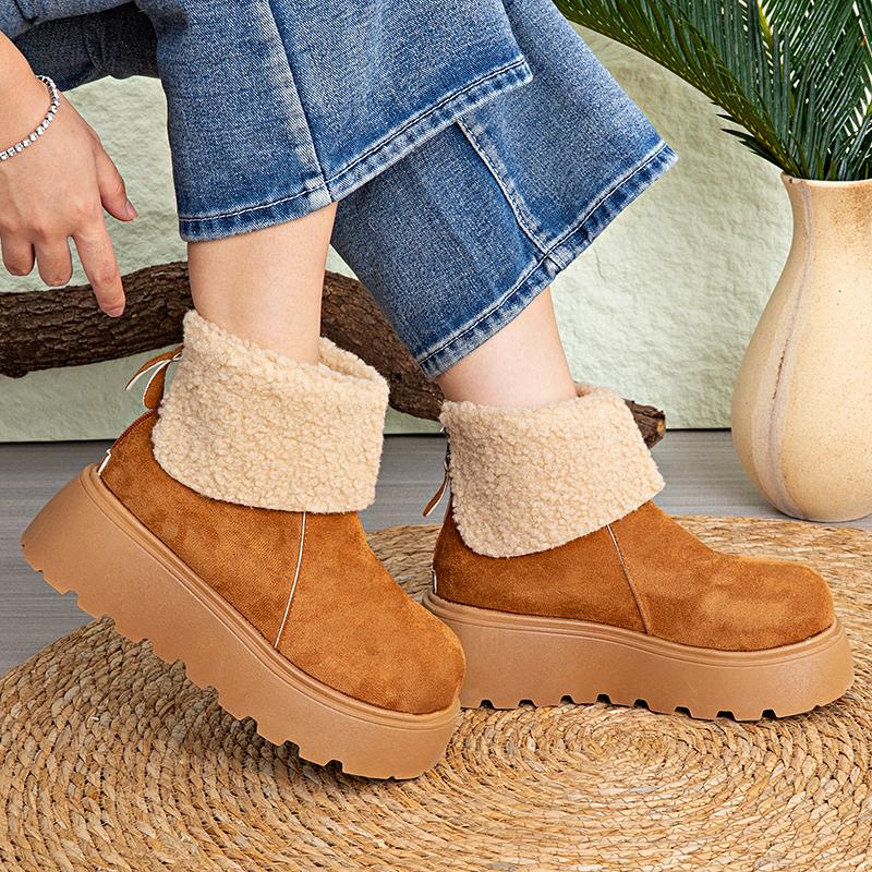 New Women s Retro Snow Boots - Faux Fur Lined Warm Ankle Boots for Autumn and Winter Long Boots 35