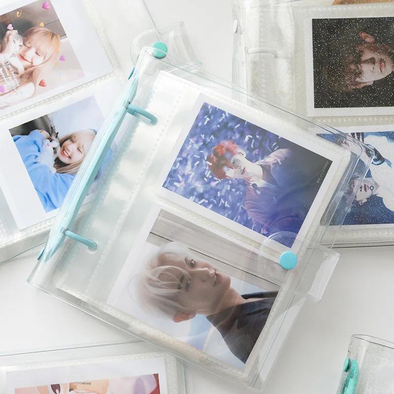 100 Pockets Photo Album 3/5 Inches Transparent Loose Leaf Binder Photocard Name ID Card Holder Case Storage Name Card Book Card