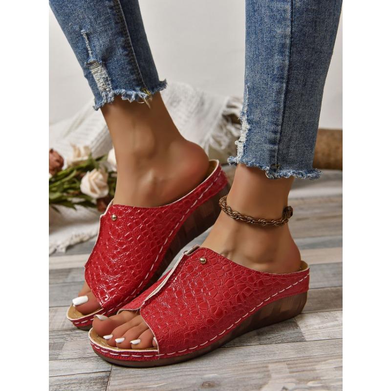 Women's Slippers Thick-soled Fish Mouth Car Stitching Women's Slippers Crocodile Pattern Slippers