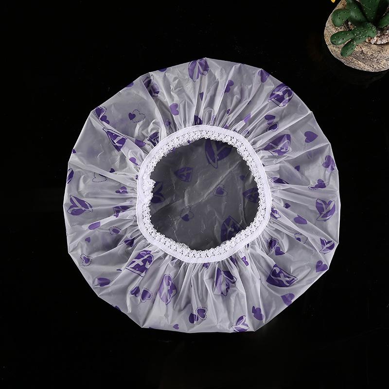 Flower Pattern Shower Cap Waterproof Bath Hat Thickened Cap Women Spa Hair Salon Supplies Shower Cap Bathro Accessories