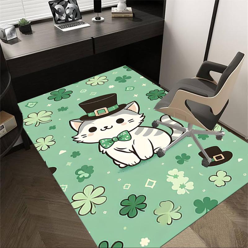 

1pc cat shamrock Carpet Office Rug Outdoor Mat Home Decor Area Carpet Festival Gift 60cm by 90cm