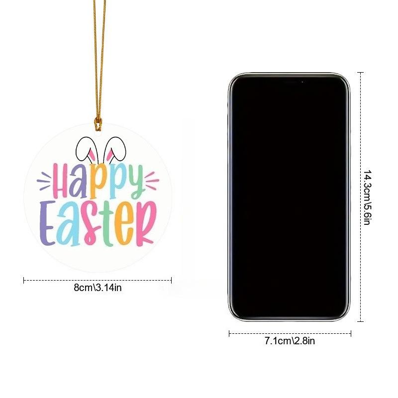 2D Flat Happy Easter Bunny Round Acrylic Decorative Sign, Bunny Design, Suitable for Wall Decoration, Porch, Room, Villa, Accents Home, Hallway, or Wo