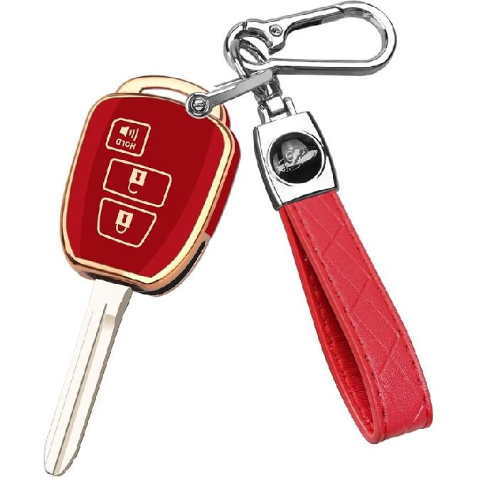QBUC for Toyota Key Fob Cover with Keychain,Soft TPU Full Protection key fob cover Fit for Toyota 4Runner Corolla Tacoma etc
