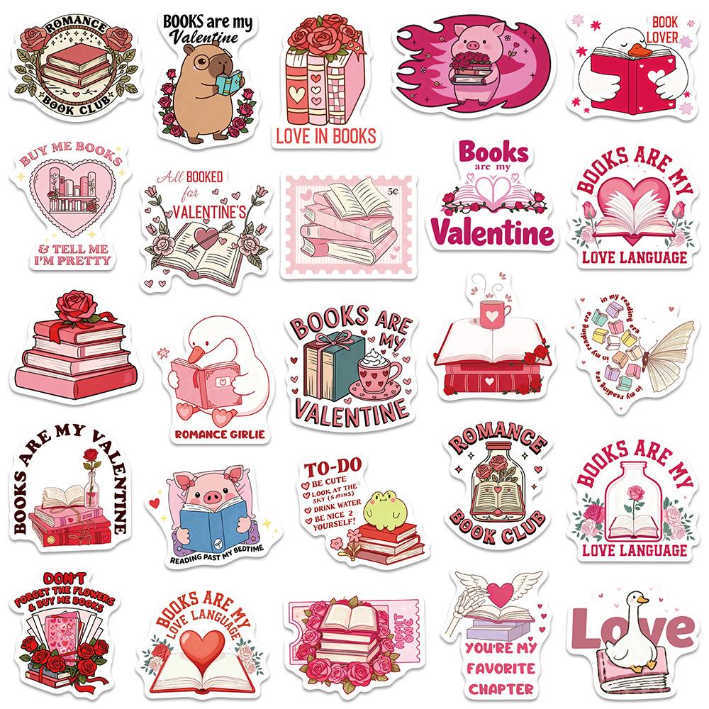10/30/50pcs Valentine's Bookish Stickers English Letters Graffiti Decals DIY Phone Notebook Suitcase Romantic Aesthetic Sticker