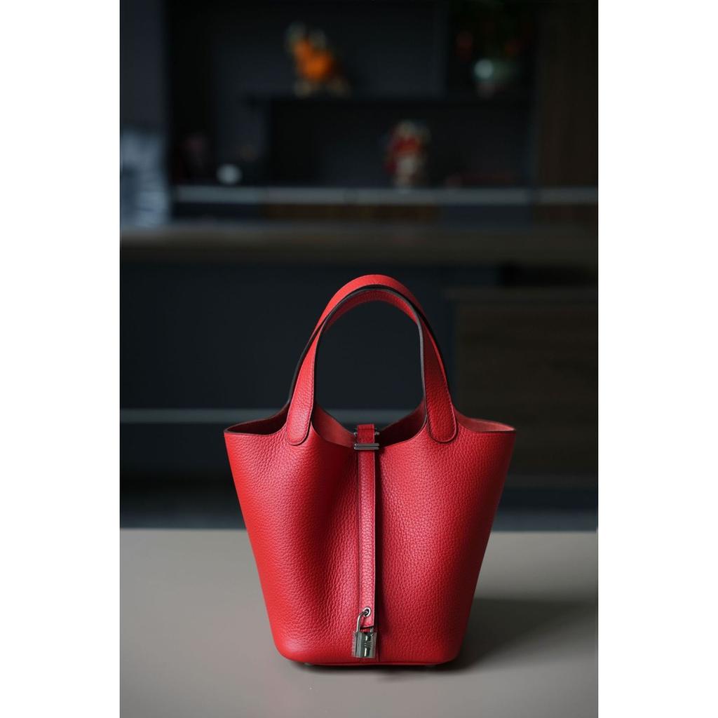 TC First Layer Cowhide Wax Thread Hand-sewn Vegetable Basket All-steel Hardware Brushed Oil Edge Handbag Craftsman Code