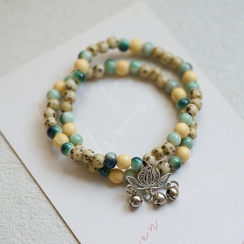 Jingdezhen ceramic bracelet summer women's safety lock gift new Chinese antique beaded trinkets batch