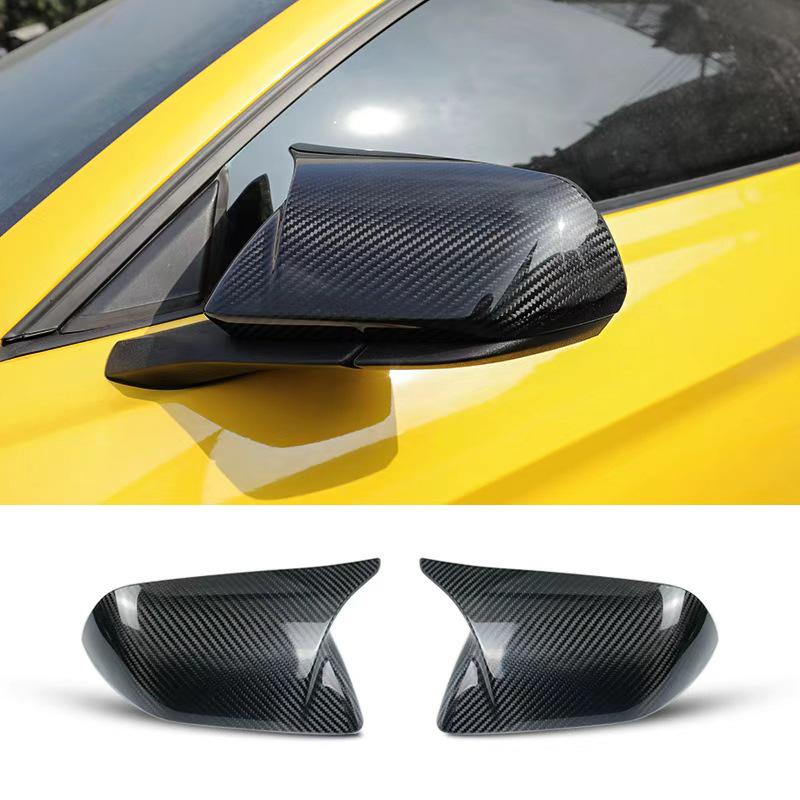 Ford Mustang Carbon Fiber Horn Rearview Mirror Cover Cap – Real Carbon Fiber Exterior Accessory