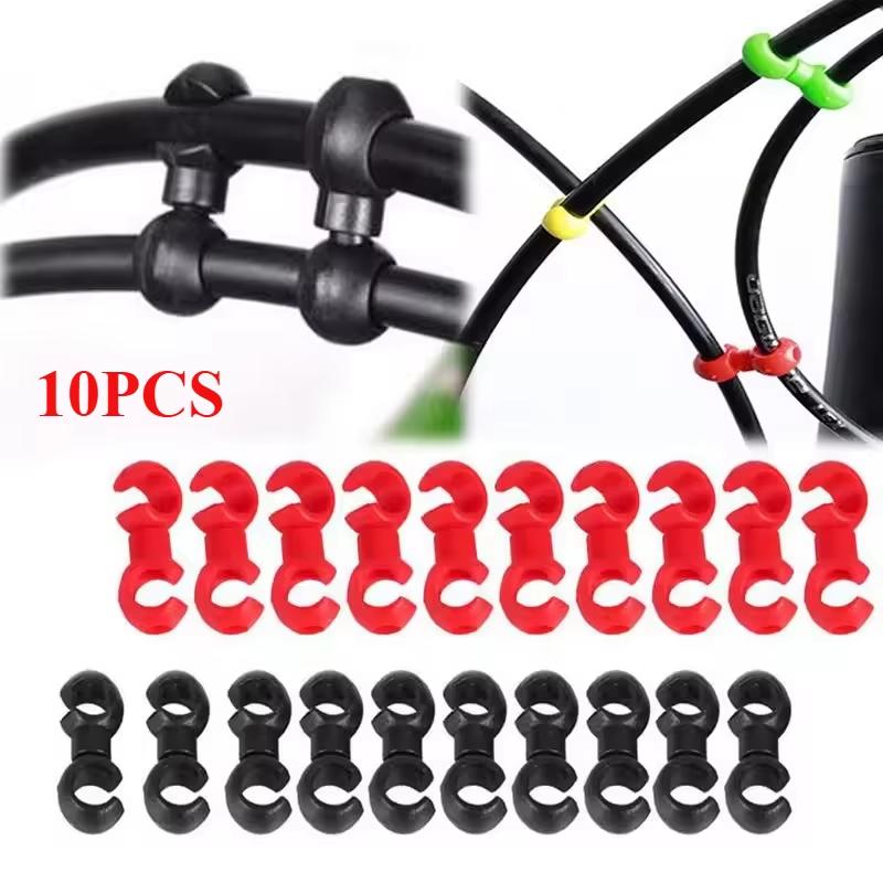 10pcs/set Bike Cross Line Clips Mountain Road Bicycle Brake Gear Cable S Style Clips Cycling Replacement Parts
