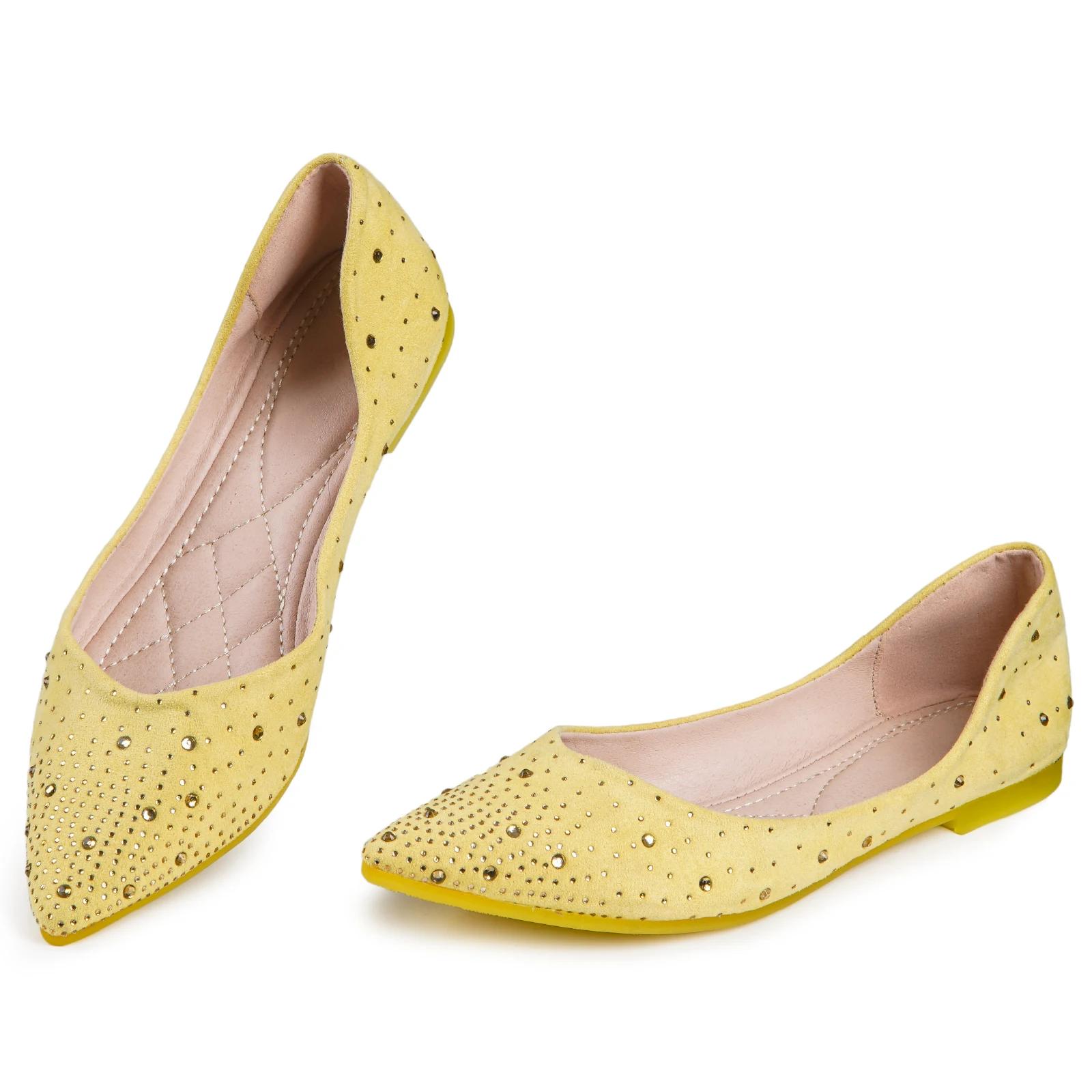 

Женские туфли на плоской подошве с острым носком и бриллиантами, осенние удобные элегантные балетки без застежек 7