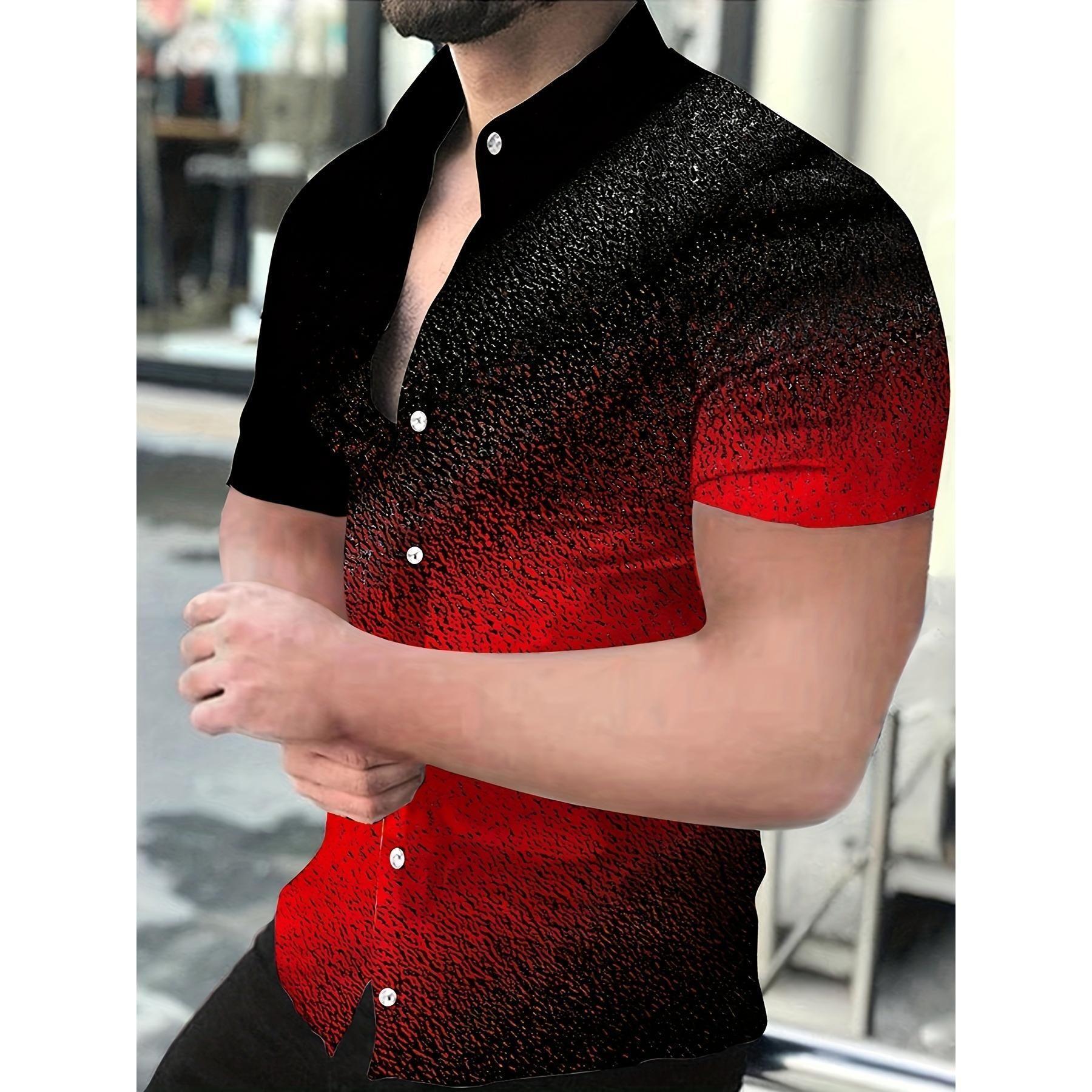 

Men s casual short-sleeved D-printed flame shirt European and American personalized men s clothing large-size men s clothing shirt 5XL