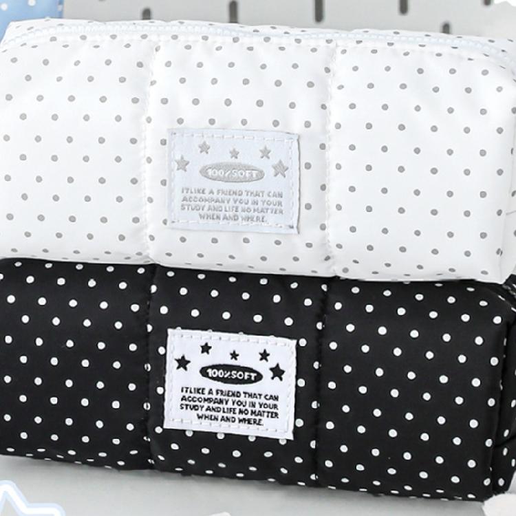 Dotted Print Pencil Bag High Capacity Cloth Pencil Case Multi Compartments Zippered Pen Storage Bag for Student Teen