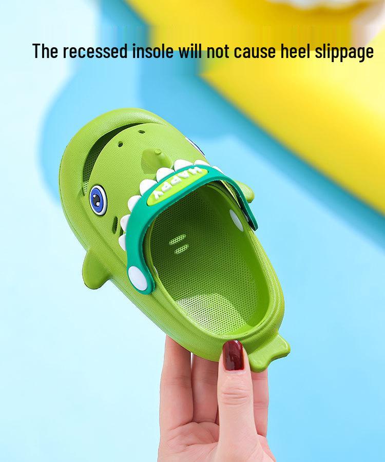Shark EVA Perforated Summer Sandals for Kids - Non-slip Cartoon Indoor Slippers for Boys and Girls.