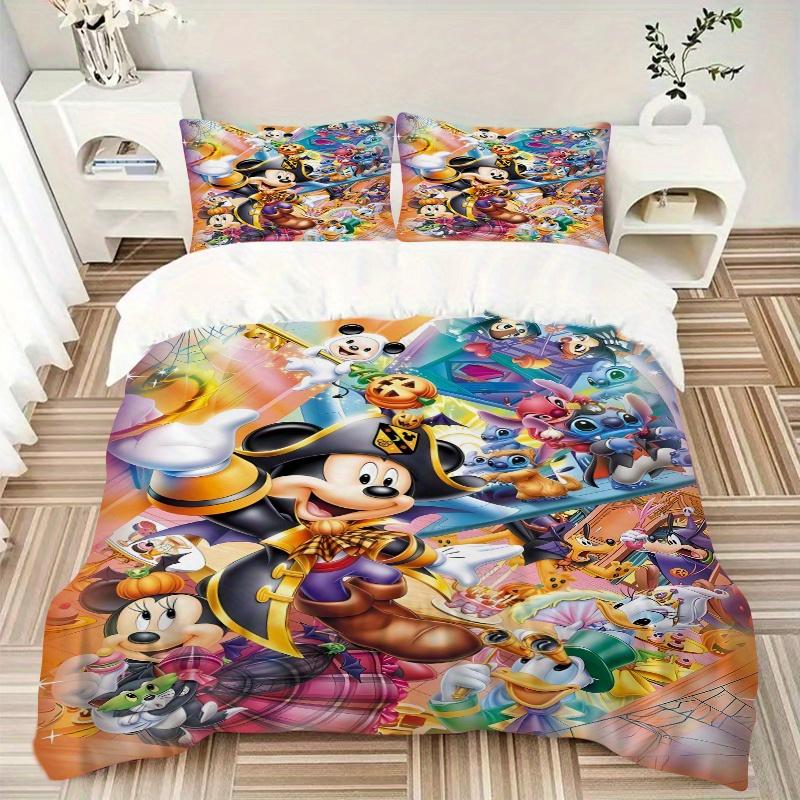 3pcs Mickey and Minnie Halloween Night Theme Bedding Set, Including 1 Quilt Cover and 2 Pillow Shams