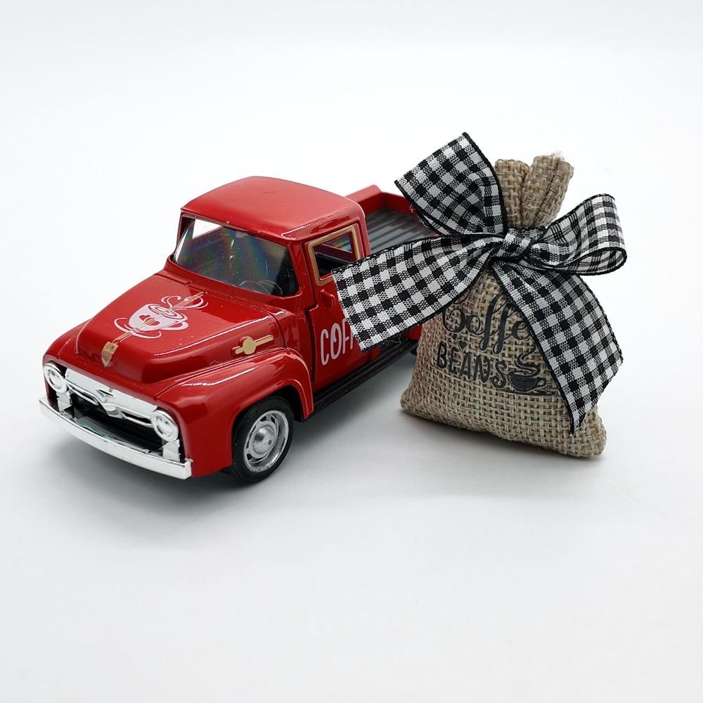 

Burlap Sack Metal Truck Model Diecast Mini Coffee Truck Kids Toy Coffee Truck Pickup Kitchen Decor червоний