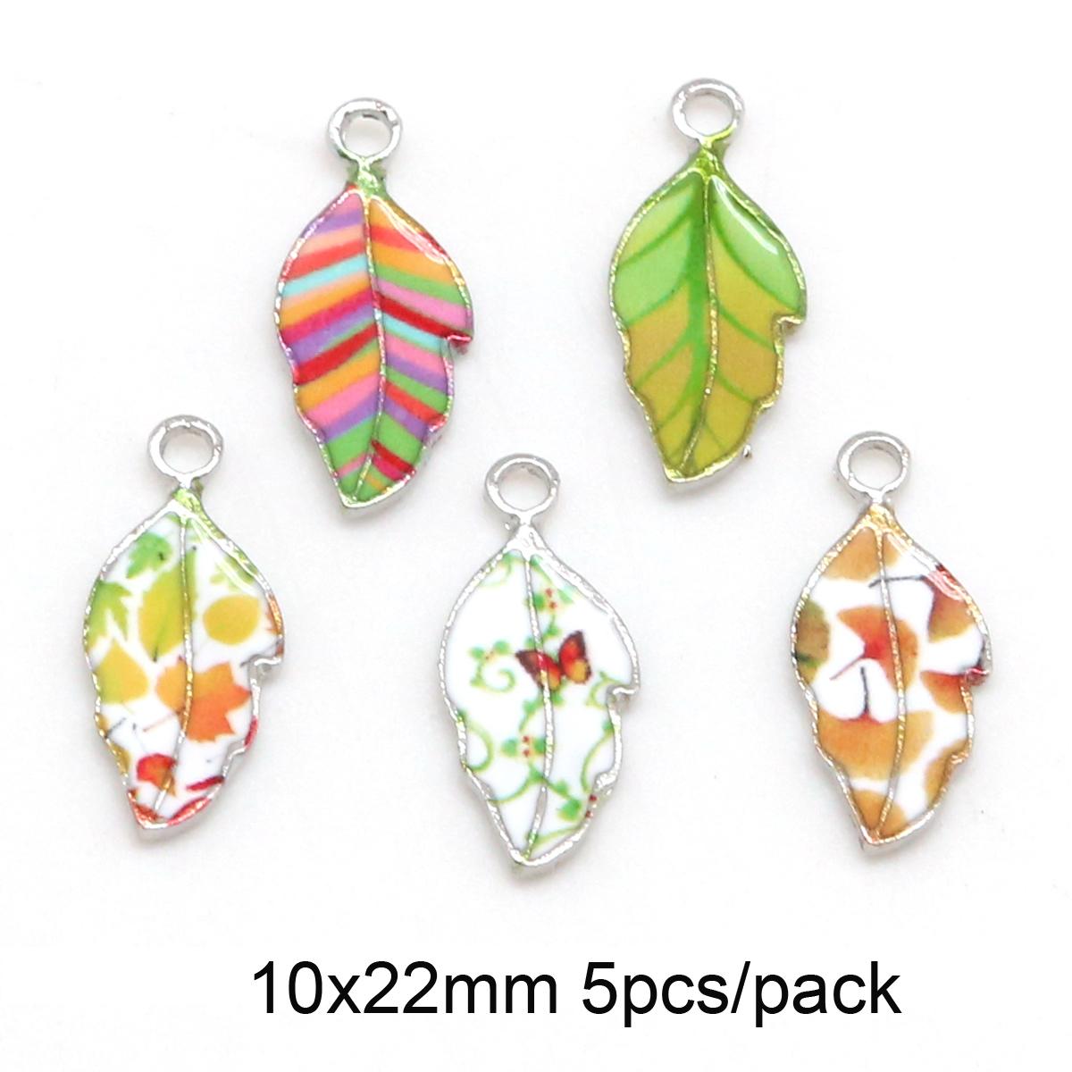 

10x22 мм 2/5 шт. цинковый сплав эмаль листья форма кулон бусины для изготовления ювелирных изделий 10x22mm 5pcs