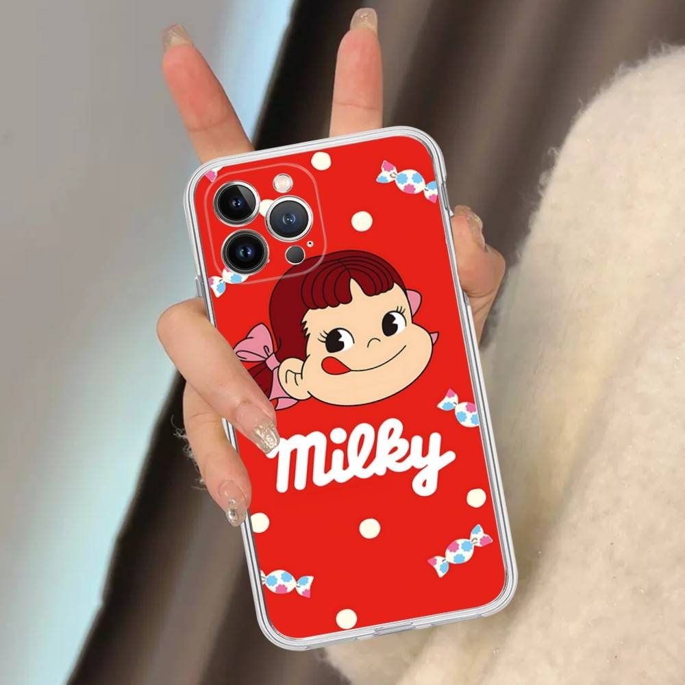 Cartoon Cute M-milky P-pekochan Transparent Phone Case For IPhone 16 15 14 13 12 11 Pro Max Plus Soft Cover