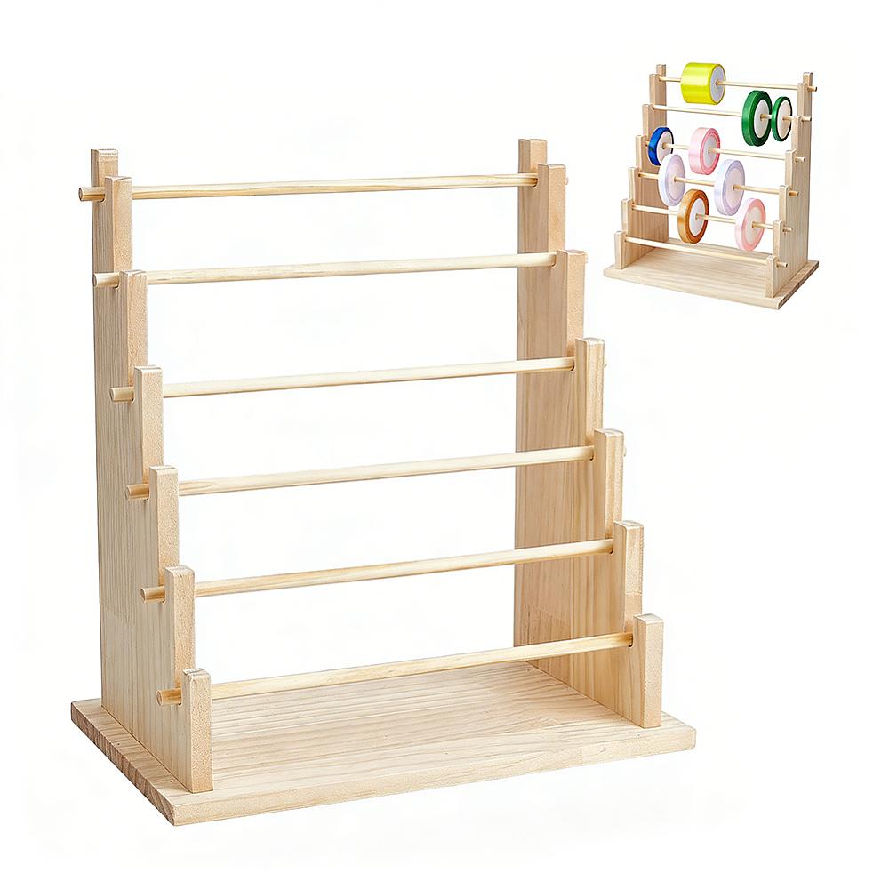 1set 6 Layers Wood Bracelet Organizer Display Riser Stands Moccasin 19.9x31.6x35.5cm