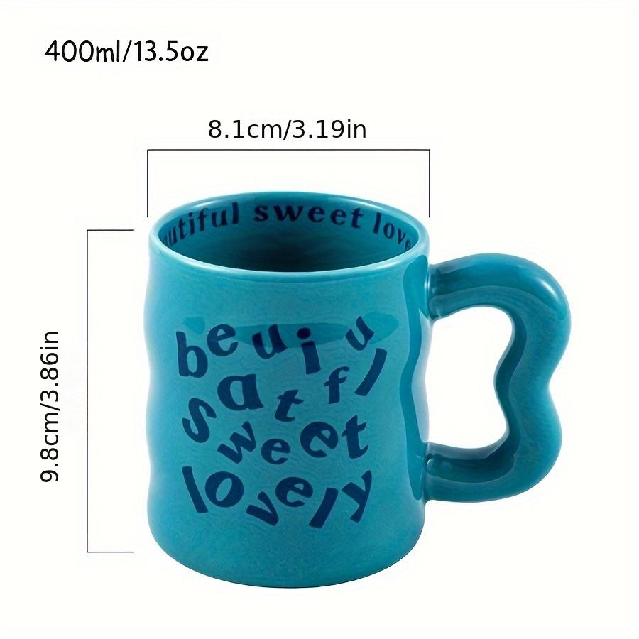 Ceramic English Alphabet Mug with Irregular Handle Coffee Cup Cute Couple Drinkware Coffee Milk Mug Creative Festival Gifts 400ml