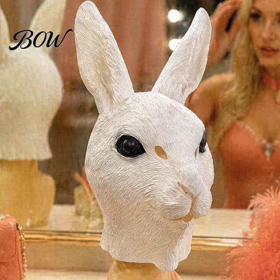 Cuscino Facciale di Halloween Non soffocante Maschera Testa di Coniglio per Adulti, Cappuccio Realistico in Lattice di Coniglio, Costume Animale Traspirante per Performance Teatrali Carnevale