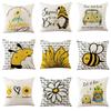 45x45cm Bee Sunflower Pillowcase Spring Cotton Linen Home Living Room Sofa Decoration Cushion Cover