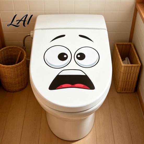 Fun Gift for New Home Funny Big Mouth Meme Toilet Stickers Self-Adhesive Toilets Cover Lid Vinyl Cartoon Face Decor Decals Seat Stickers Bathroom