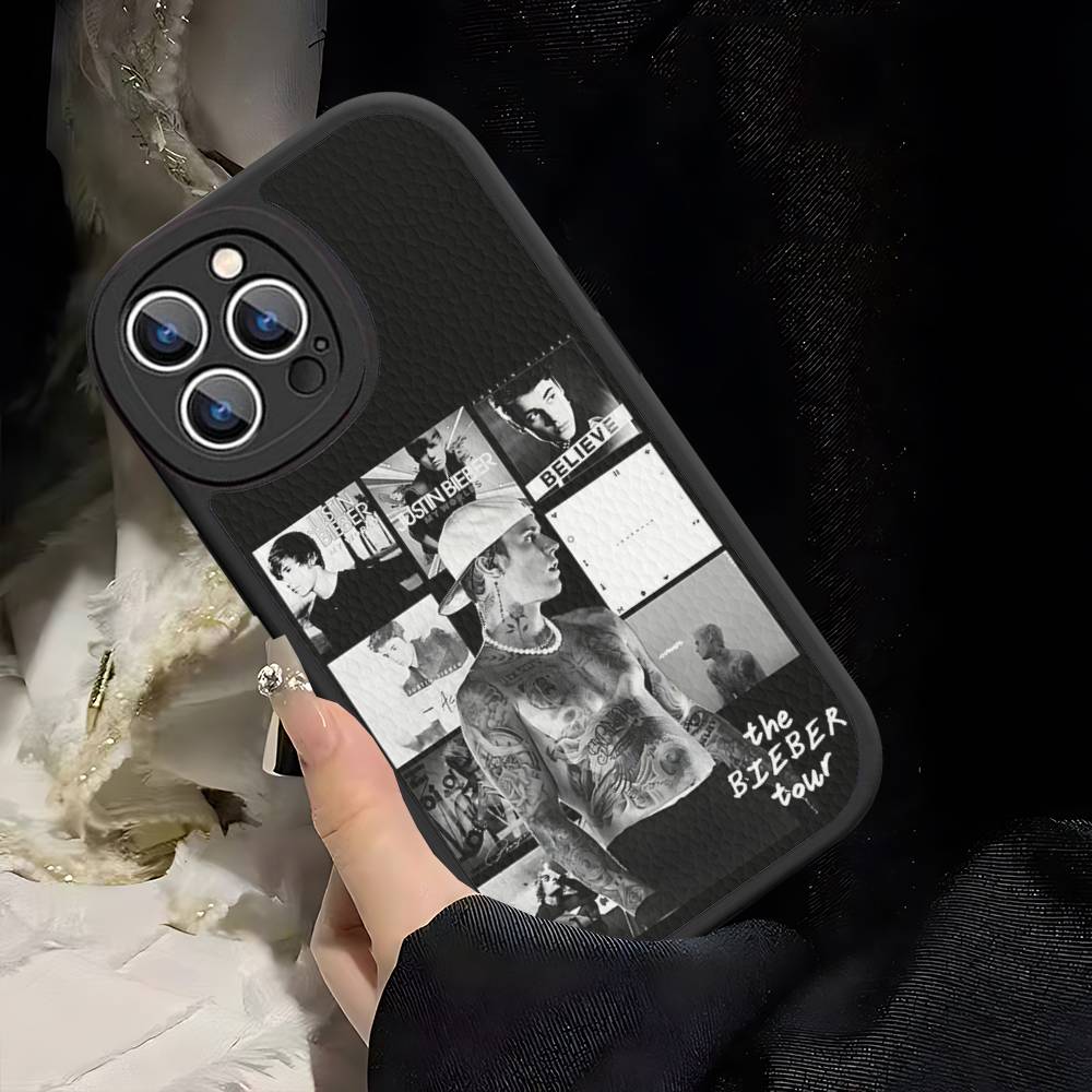 Sänger J-Justin B-Bieber Für IPhone 16 16E 15 14 13 12 11 Pro Max Plus Leder Rückseite Handyhülle