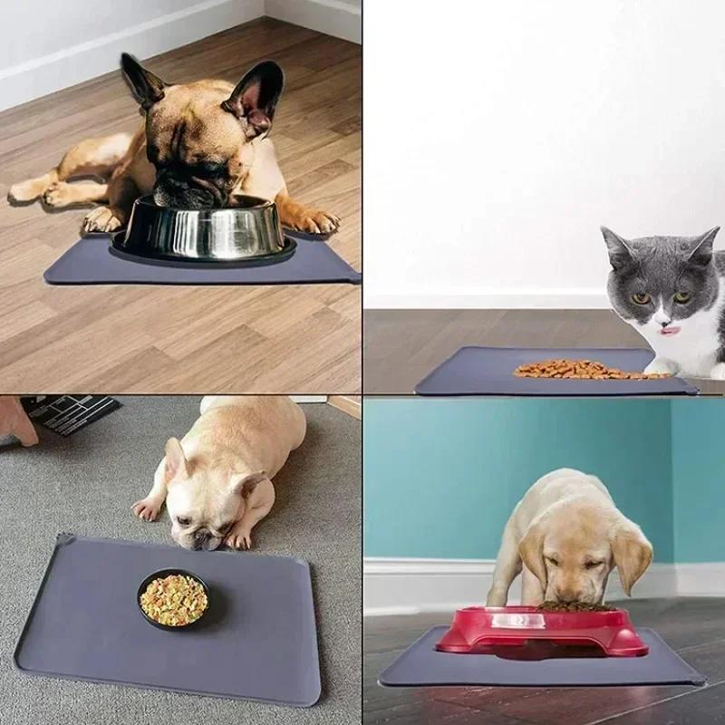 1pcs Silicone Waterproof Pet Mat For Dog Cat Pet Food Pad Pet Bowl Drinking Mat Dog Feeding Placemat Portable Outdoor Feeding