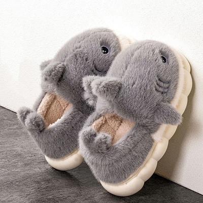 Men's And Women's Winter Indoor Warm All Inclusive Slippers With Velvet And Anti Slip Cotton Heel