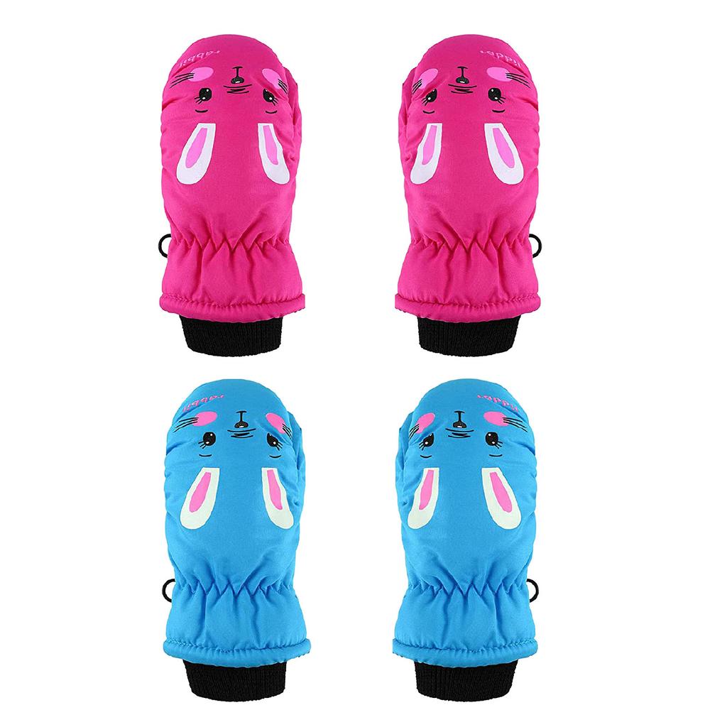 2 Pairs Toddler Kids Baby Boys Girls Ski Gloves Warm Snow Mittens