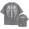 Oversized Wings Printed Tshirts Men Gym Vintage Heavyweight T Shirts Cotton Workout Acid Wash Baggy Tees Street Tops Unisex