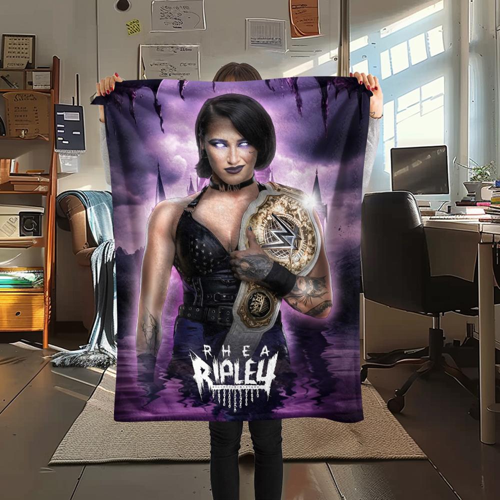 1PC Rhea Ripley Print Flannel Blanket, High quality All Seasons, Home Decor, Warmth and Comfort, Perfect for Christmas Gifts