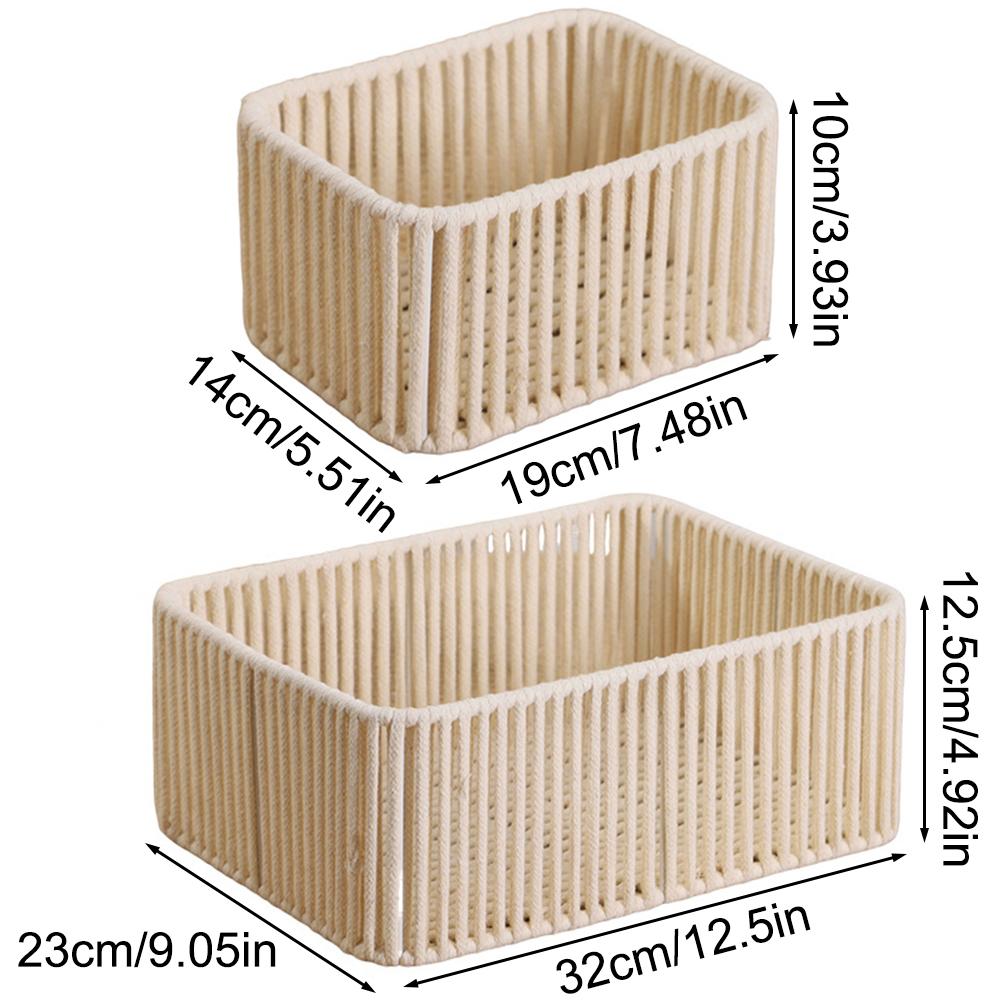 1PC/1Set Cotton Rope Desktop Storage Box, Bohemian-Style Convenient Room Miscellaneous Woven Storage Box, Storage Basket