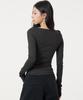 UNKNOWN PLANET Slim Striped Boat Neck Long Sleeve Top Black