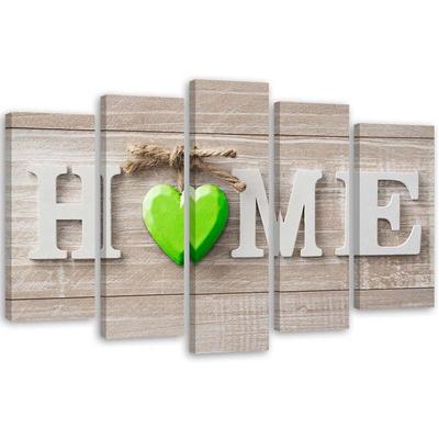 Pětidílný obraz na plátně Home Heart Green Beige