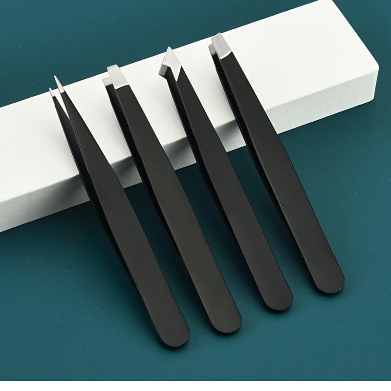 Precision Tweezer Hair Plucker for Men and Women - Slant Tip for Easy Hair and Eyebrow Grooming - Black