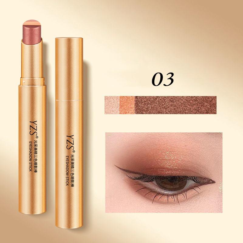 

Three Color Gradient Eyeshadow Stick Glitter Highlight Shadow Pen Eye Makeup Waterproof Lasting Fine Shiny Eye Shadow Beauty 3