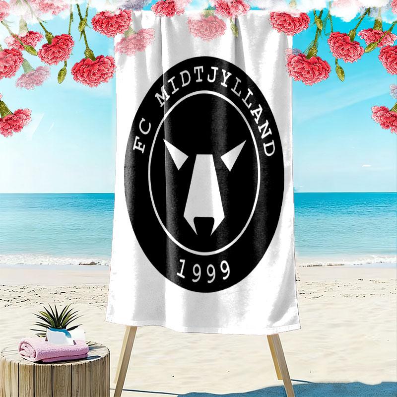 FC Midtjylland Logo Print Beach Towel, Large Soft Quick Dry Towel for Beach Camping Swimming