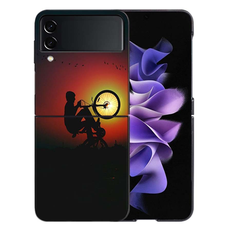 Beautiful Sunset and My Bicycle Phone Case For Samsung Z Flip 6 7 5G Galaxy Z Flip 5 4 3 5G Cases Shockproof Hard Cover TPU