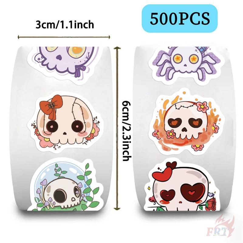 500Pcs/Roll Groovy Skull Kids Rewards Stickers - DIY Scrapbooks Album Decor Sealing Label Decals